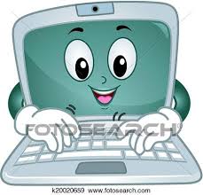 Smiling computer with hands typing Smiling computer with hands typing